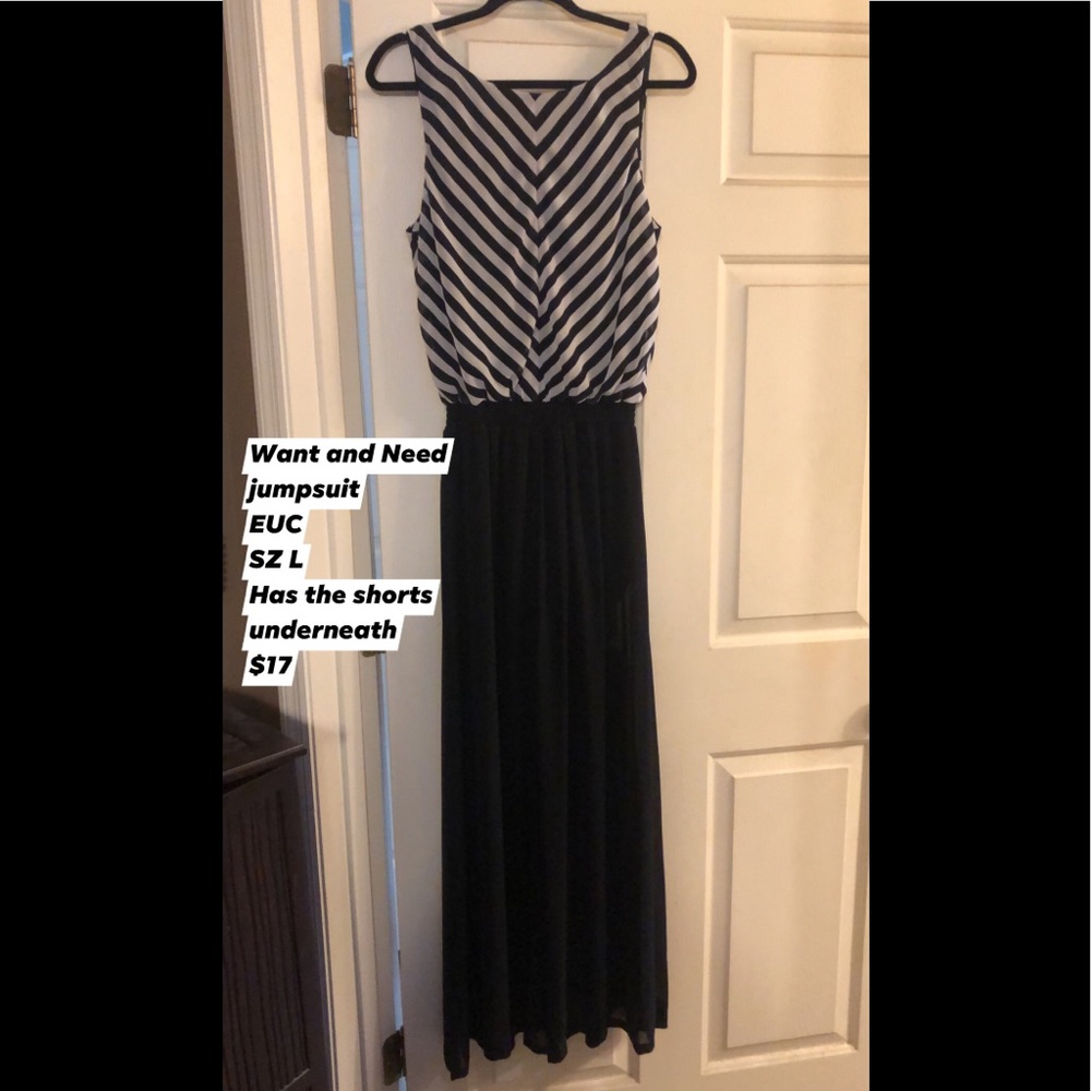 Want and Need black n white jumpsuit, Sz L